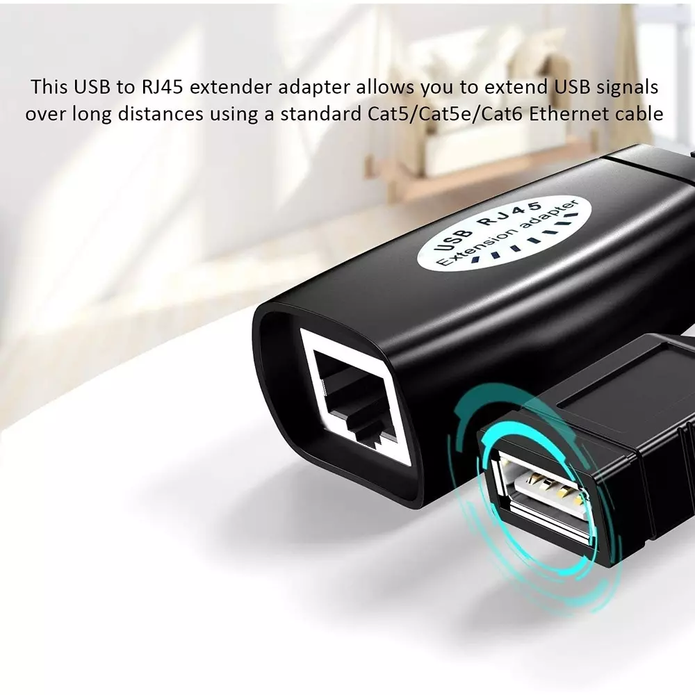 LOTA USB to RJ45 Extension Adapter Black Plug & Play Durable with Long-Range Connectivity, MST-124-LT