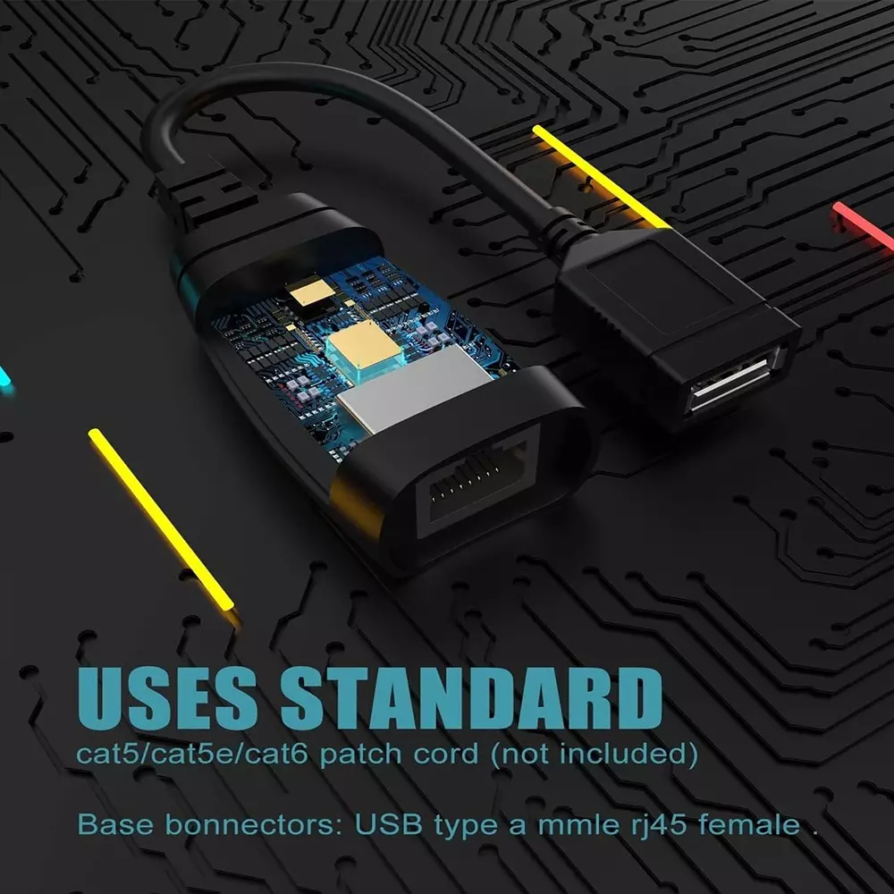 LOTA USB to RJ45 Extension Adapter Black Plug & Play Durable with Long-Range Connectivity, MST-124-LT