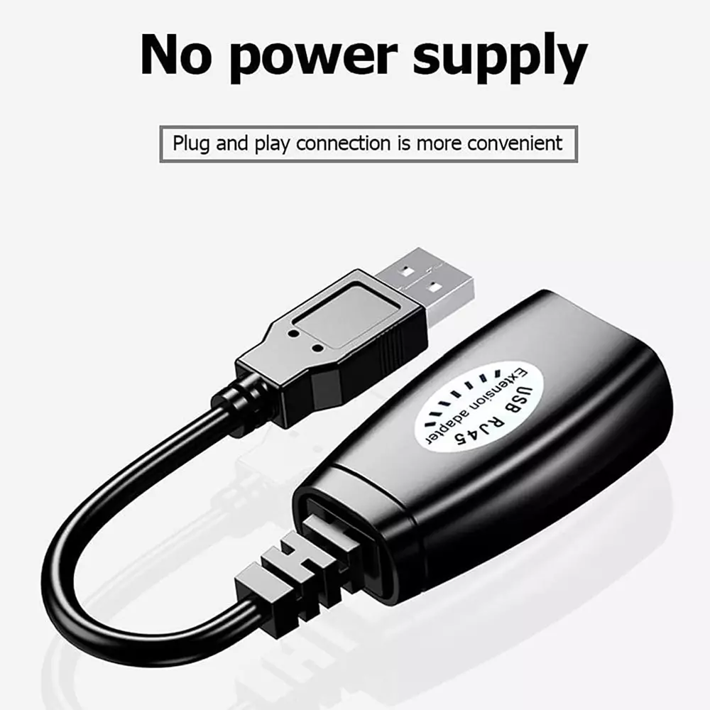 LOTA USB to RJ45 Extension Adapter Black Plug & Play Durable with Long-Range Connectivity, MST-124-LT