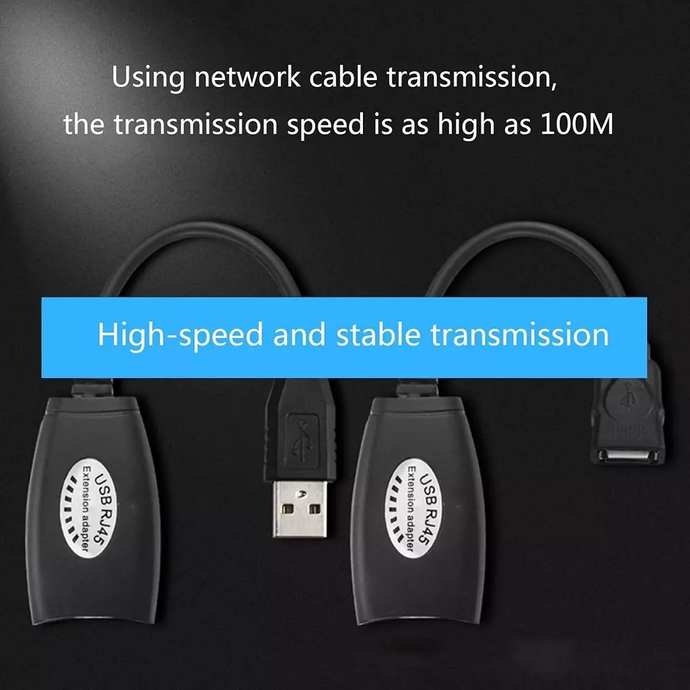 LOTA USB to RJ45 Extension Adapter Black Plug & Play Durable with Long-Range Connectivity, MST-124-LT