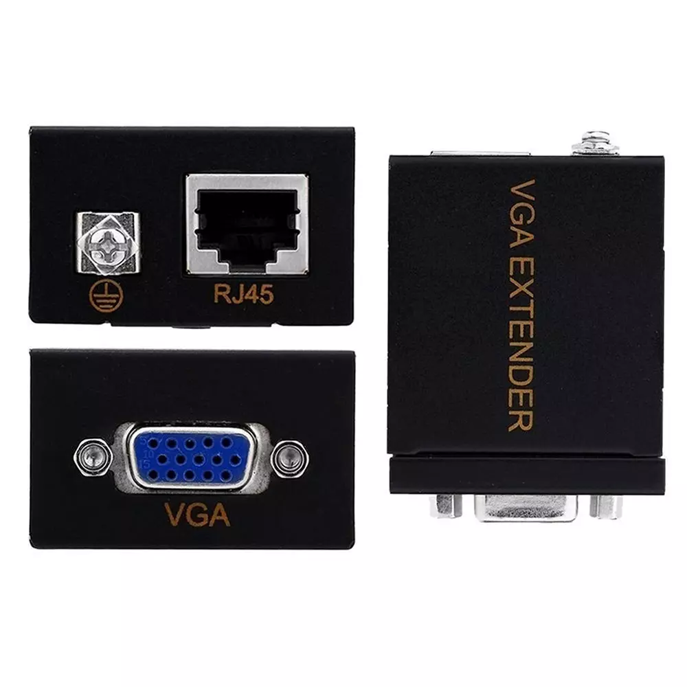LOTA VGA to RJ45 Signal Extender Adapter Black for Transmit Video Signals over Long Distances, MST-959-LT