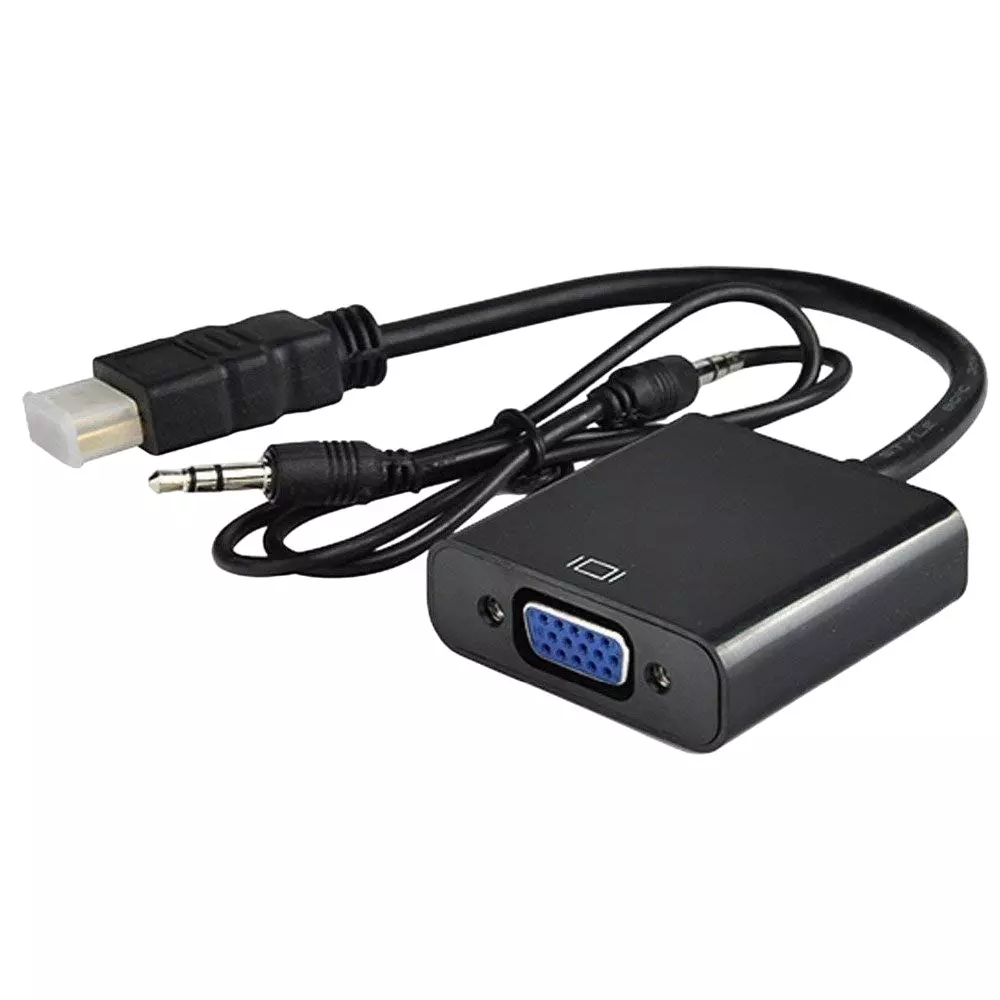 LOTA HDMI to VGA Adapter with 3.5 mm Stereo Audio Cable Black Supports Upto 1920x1080 Pixels, MST-823-LT