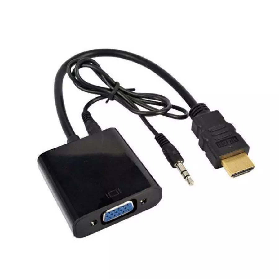 LOTA HDMI to VGA Adapter with 3.5 mm Stereo Audio Cable Black Supports Upto 1920x1080 Pixels, MST-823-LT