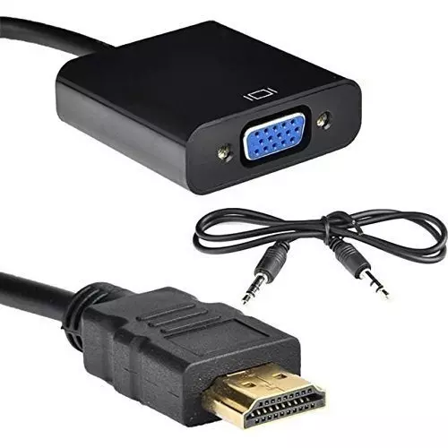 LOTA HDMI to VGA Adapter with 3.5 mm Stereo Audio Cable Black Supports Upto 1920x1080 Pixels, MST-823-LT