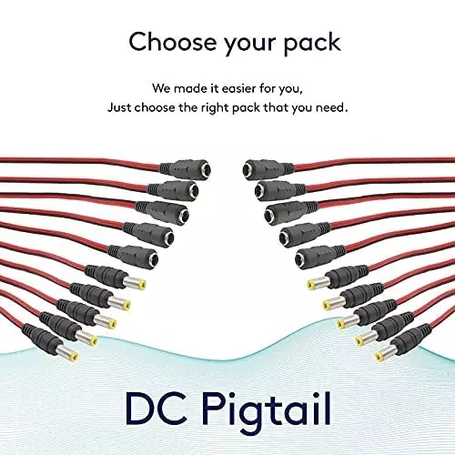 FEDUS Male & Female DC Power Plug Adapter Connector ‎5 Amp Red and Black 2.1 mm / 5.5 mm (Pack of 75 Pairs)