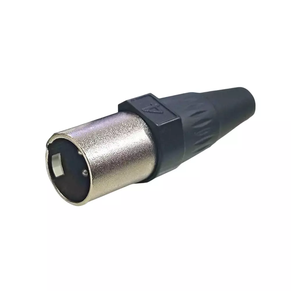 SETMI INDIA XLR Male Plug 3-Pin Nickel-Plated Metal with Push-Lock & Solder Assembly, Silver & Black