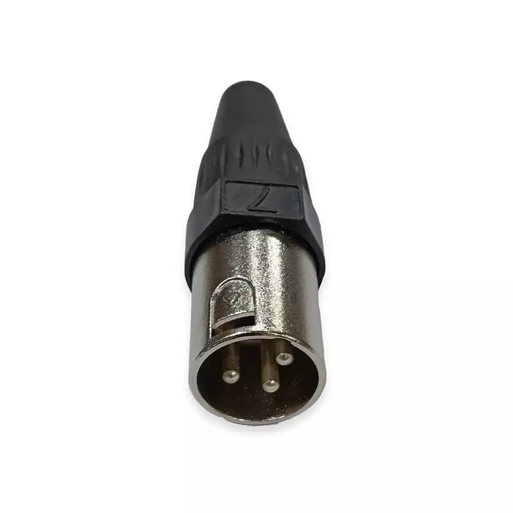 SETMI INDIA XLR Male Plug 3-Pin Nickel-Plated Metal with Push-Lock & Solder Assembly, Silver & Black