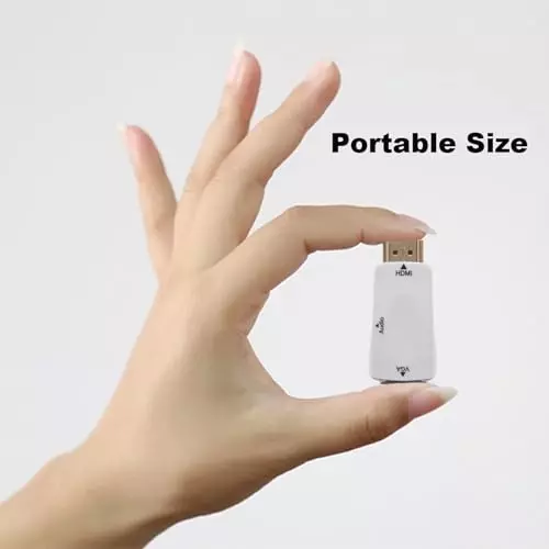 PremiumAV HDMI Male to VGA Female Adapter with Cable for Laptop, PC, Monitor, Projector, HDTV White