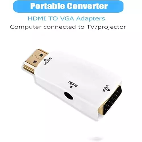 PremiumAV HDMI Male to VGA Female Adapter with Cable for Laptop, PC, Monitor, Projector, HDTV White