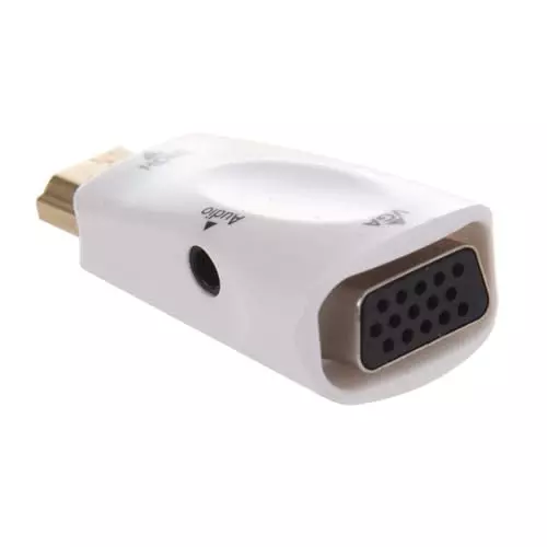PremiumAV HDMI Male to VGA Female Adapter with Cable for Laptop, PC, Monitor, Projector, HDTV White