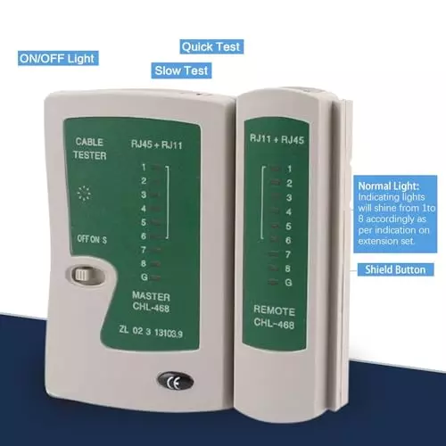 PremiumAV RJ45 RJ11 Network Cable Tester for Cat5, Cat6, Telephone Lines and PC, Modem, Router, Networking Setup