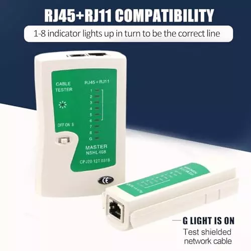 PremiumAV RJ45 RJ11 Network Cable Tester for Cat5, Cat6, Telephone Lines and PC, Modem, Router, Networking Setup