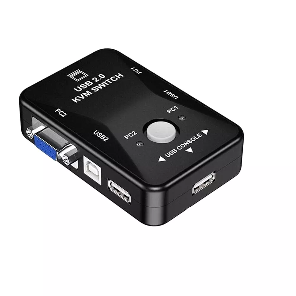 LOTA USB 2.0 KVM Switch Box 2-Port for Controlling 2 Computers with 1 Keyboard & Mouse, MST-882-LT