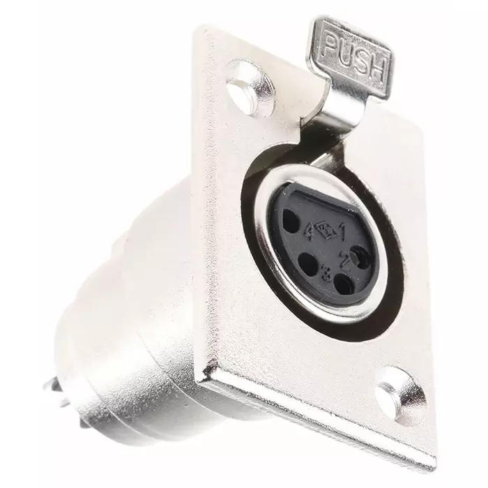 RS Pro Panel Mount XLR Connector Female 4 Way Silver Plating