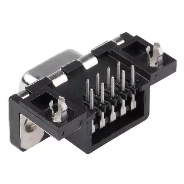 Amphenol ICC Delta D 9 Way Right Angle Through Hole D-sub Connector Socket 2.74 mm Pitch with M3 Inserts, D09S13A4GL00LF