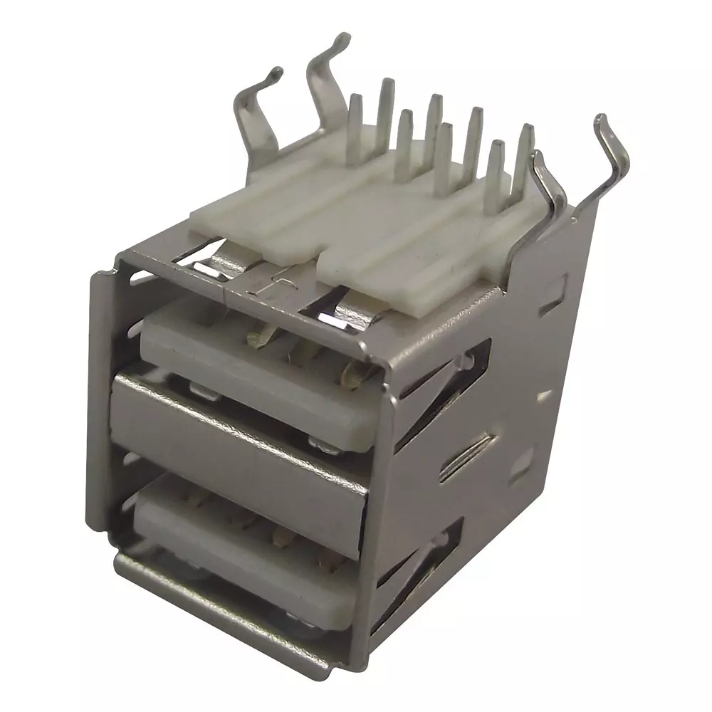 WURTH ELEKTRONIK USB Stacked, 2.0 Type A, 2Port, Vertical, 61400826021