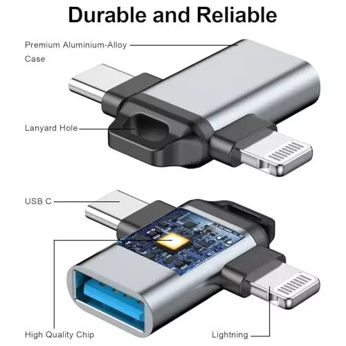 FEDUS 2-in-1 OTG Adapter, OTG Cable, Lightning & USB C to USB 3.0 (Pack of 2 Pcs)