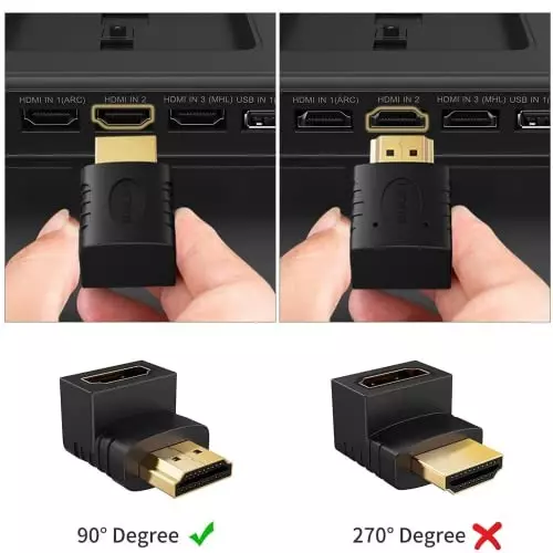 FEDUS HDMI Male to Female Converter Connector Adapter L Shape for HDTV, Plasma TV, LED, LCD (Pack of 3 Pcs)