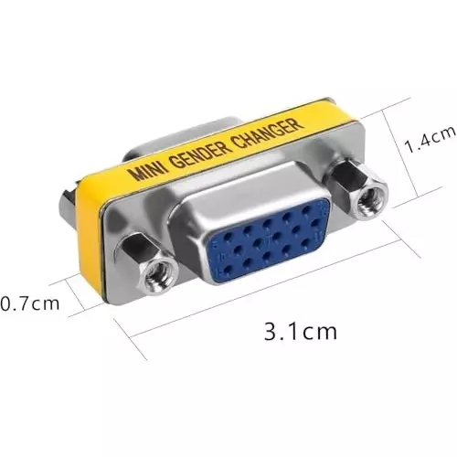FEDUS VGA Jointer Couple Joiner Extender 15 Pin Both Side Female to Female Gender Changer (Pack of 5 Pcs)