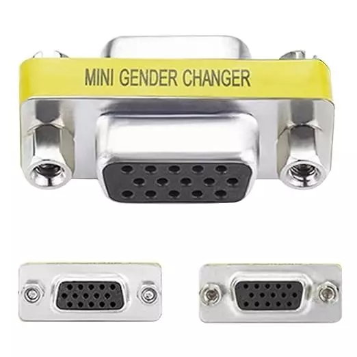 FEDUS VGA Jointer Couple Joiner Extender 15 Pin Both Side Female to Female Gender Changer (Pack of 5 Pcs)