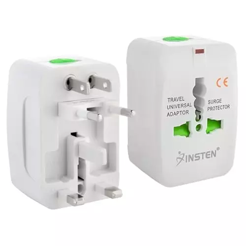 PremiumAV Universal Travel Adapter Plug All-in-One with Surge Protection for Phone, Laptop, Tablet
