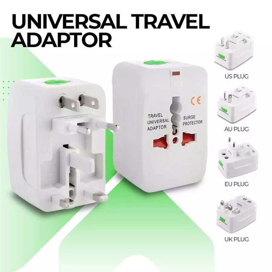PremiumAV Universal Travel Adapter Plug All-in-One with Surge Protection for Phone, Laptop, Tablet