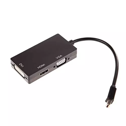 PremiumAV 3-in-1 Mini Display Port (Thunderbolt) to HDMI + VGA + DVI Adapter for MacBook Pro, Laptop, PC, Monitor, Projector Black