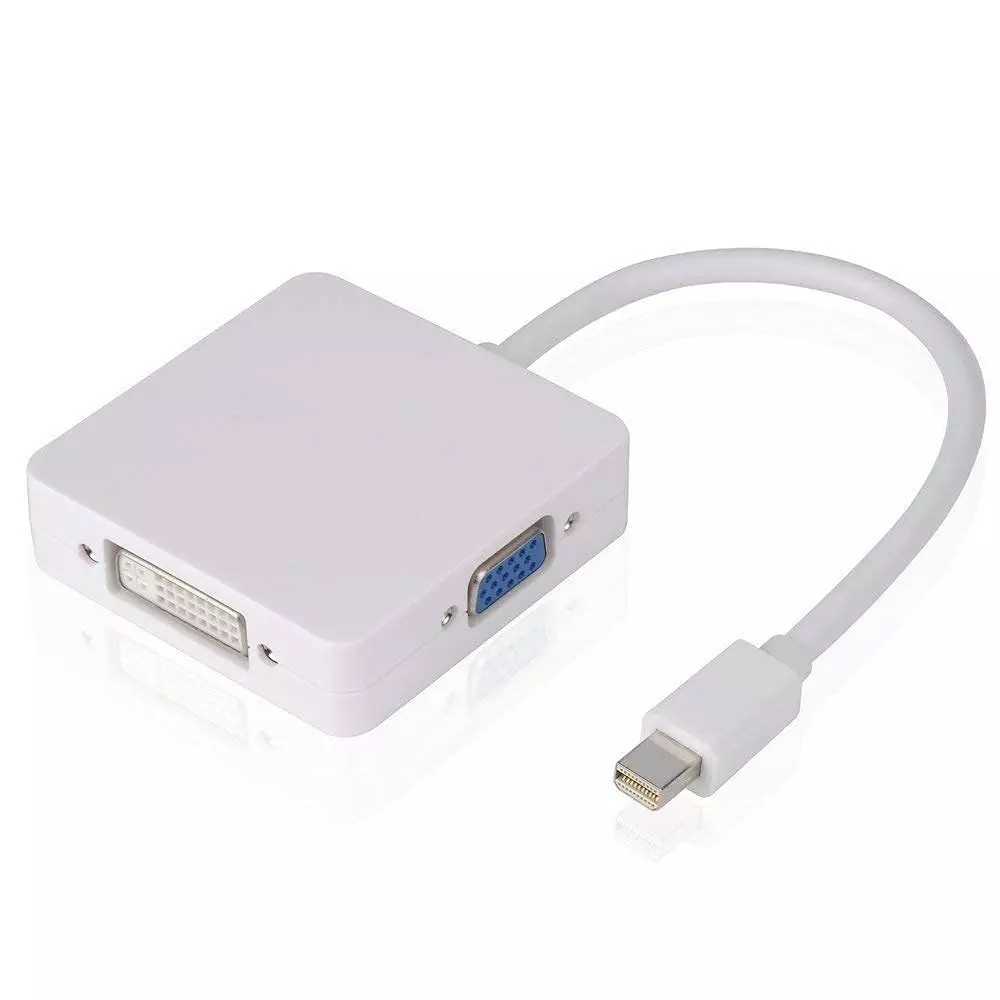 LOTA 3-in-1 Mini DisplayPort (Thunderbolt) to HDMI+VGA+DVI Adapter White, MST-761-LT
