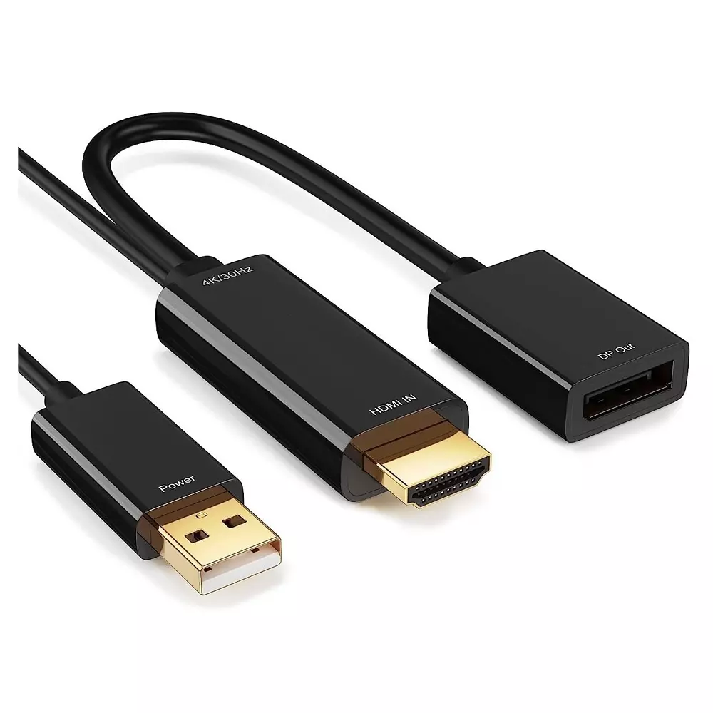 LOTA HDMI 1.4 Male to DisplayPort 1.2 Female Video Adapter with USB Power 15 cm Black, MST-3129-LT