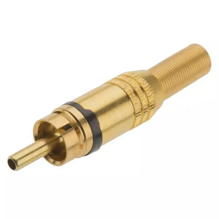RS Pro Black Gold Cable Mount RCA Plug Gold 5A