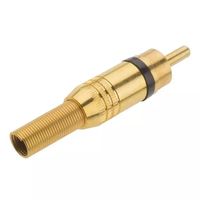 RS Pro Black Gold Cable Mount RCA Plug Gold 5A