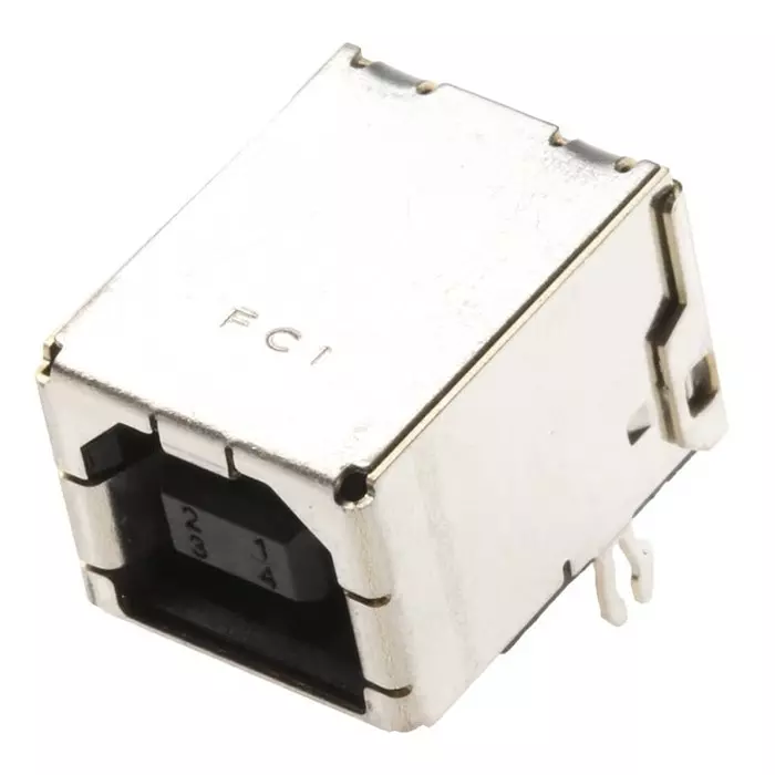 Amphenol ICC Right Angle Through Hole Socket- Single Port Type B 2.0 USB Connector, 61729-1011BLF (Pack of 44)
