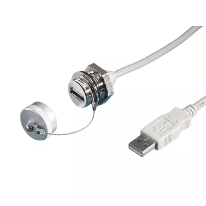 Rittal Horizontal Wall Mount Female to Male- Single Port Type Type A 2.0 IP66 IP67 USB Connector, 2482220