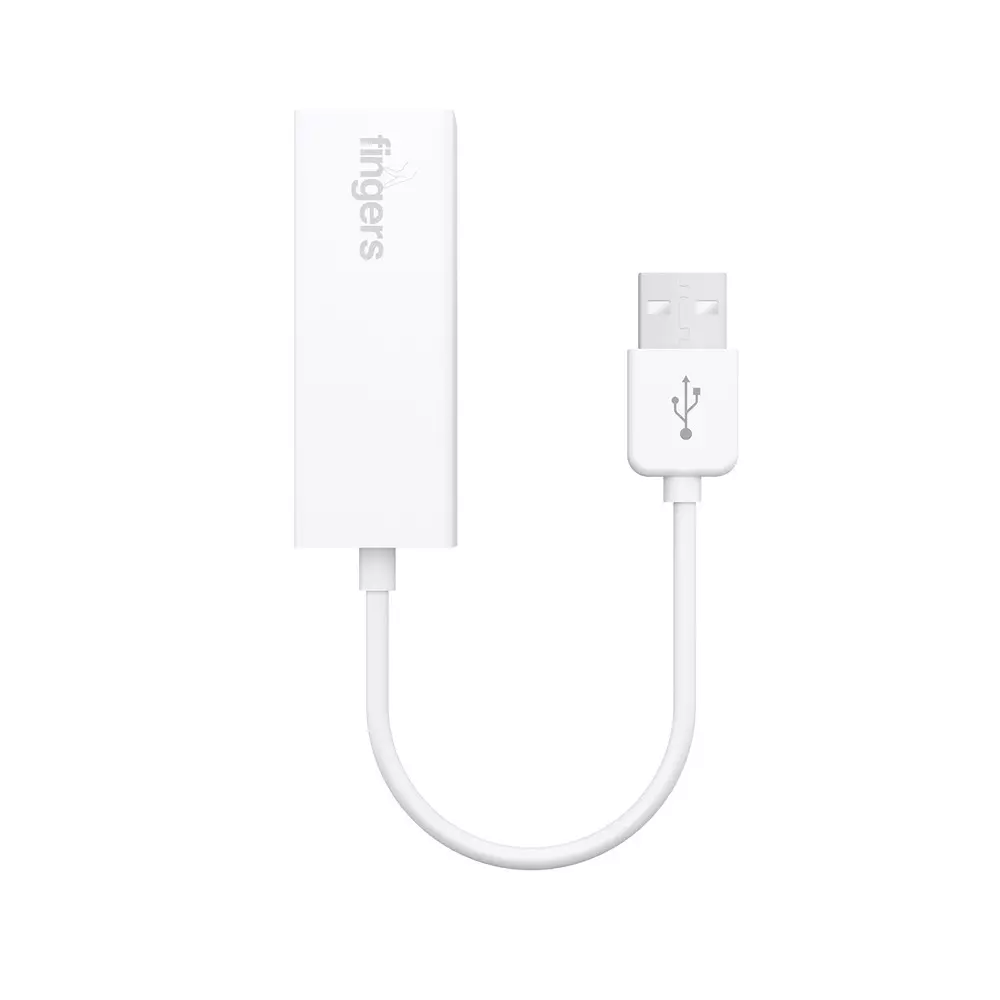 FINGERS USB To LAN Ethernet Network Adapter USB Interface 10/100 Mbps Transfer Speed Classic White Color, SwiftConnect