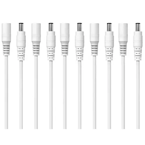 FEDUS Male & Female DC Power Barrel Jack Plug Connector ‎5 Amp White 2.1 mm / 5.5 mm