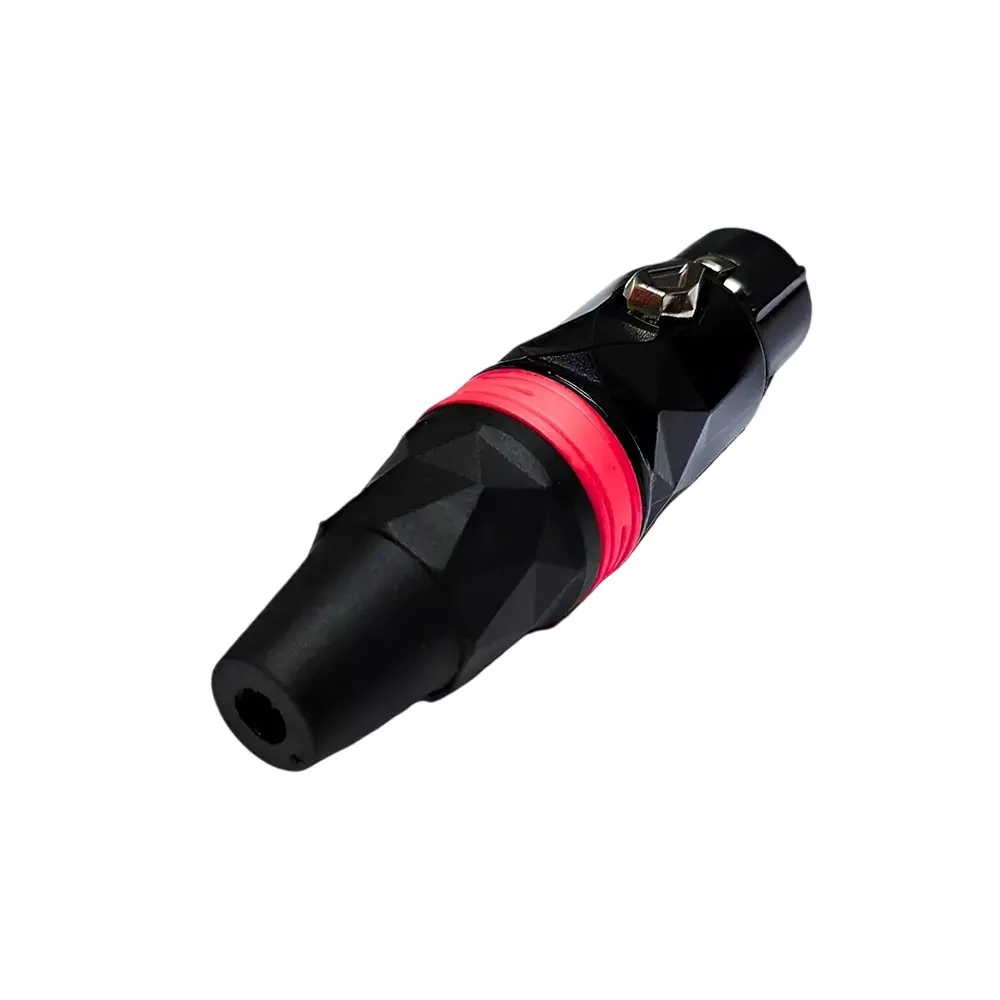 SETMI INDIA XLR Cable Connector Male to Female 3-Pin Diamond Cut Dull Black with Red Ring Plug