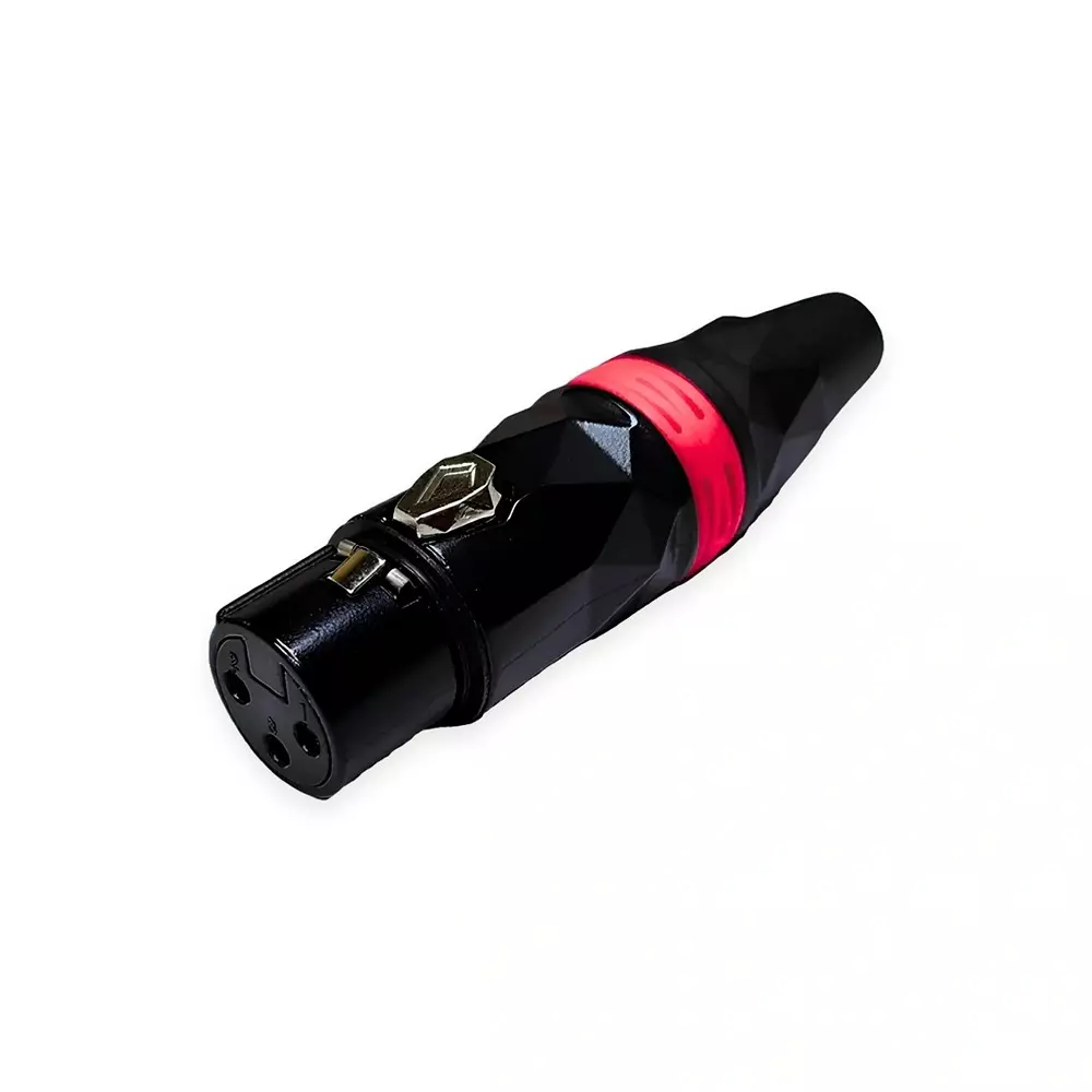 SETMI INDIA XLR Cable Connector Male to Female 3-Pin Diamond Cut Dull Black with Red Ring Plug