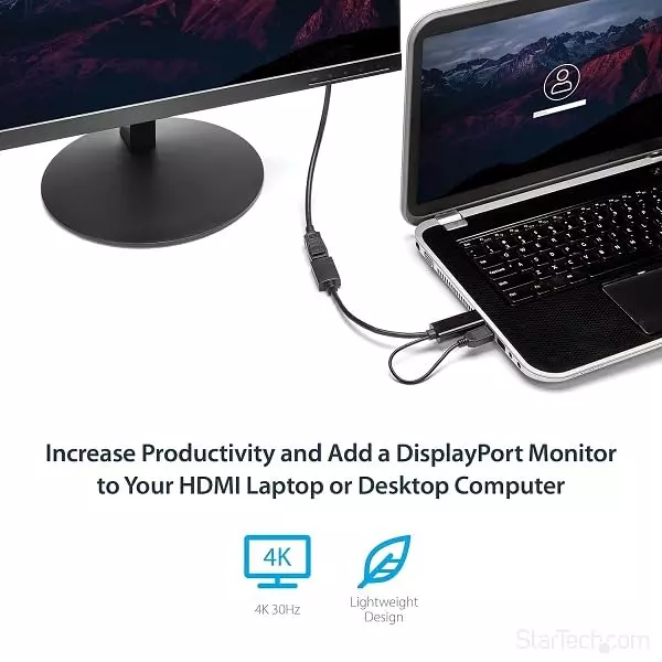 PremiumAV 4K Display Port Adapter HDMI 1.4 Male to DP 1.2 Female with 15 Cable for PC, Laptop, Monitor, TV, Projector