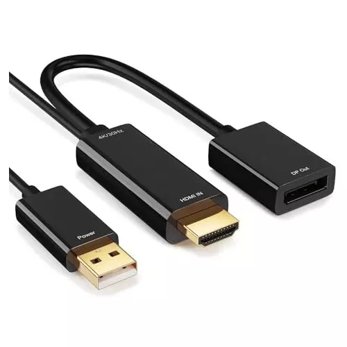 PremiumAV 4K Display Port Adapter HDMI 1.4 Male to DP 1.2 Female with 15 Cable for PC, Laptop, Monitor, TV, Projector