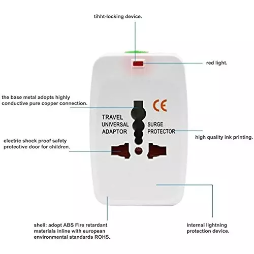 PremiumAV Universal Travel Adapter with Dual USB Port All-in-One Worldwide Charger Plug UK, US, EU, AUS for Mobile, Laptop, Tablet, Camera White