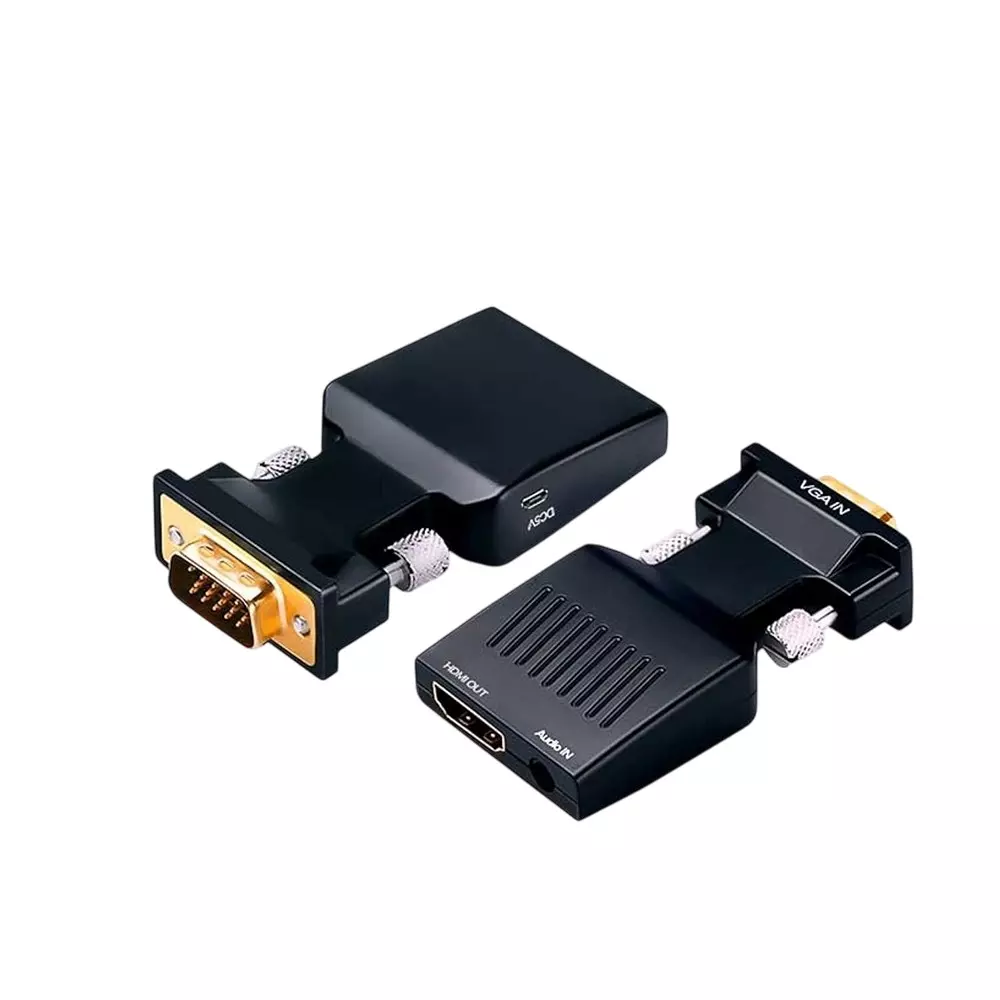 LOTA VGA Male to HDMI Female Adapter Black Gold-Plated Supports 1080p Full HD, MST-985-LT