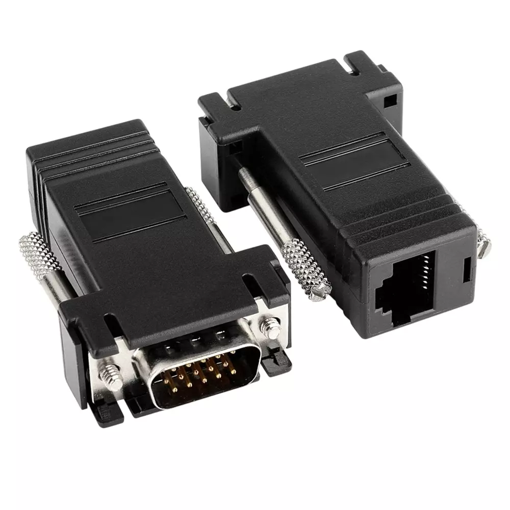 LOTA VGA to RJ45 Signal Extender Adapter Black for Transmit Video Signals over Long Distances, MST-877-LT (Pack of 2 Pcs)