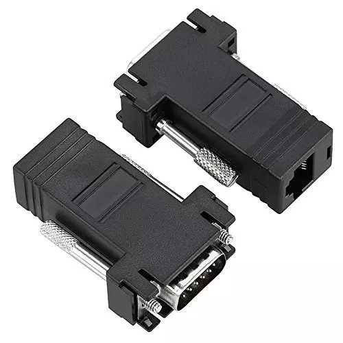 LOTA VGA to RJ45 Signal Extender Adapter Black for Transmit Video Signals over Long Distances, MST-877-LT (Pack of 2 Pcs)
