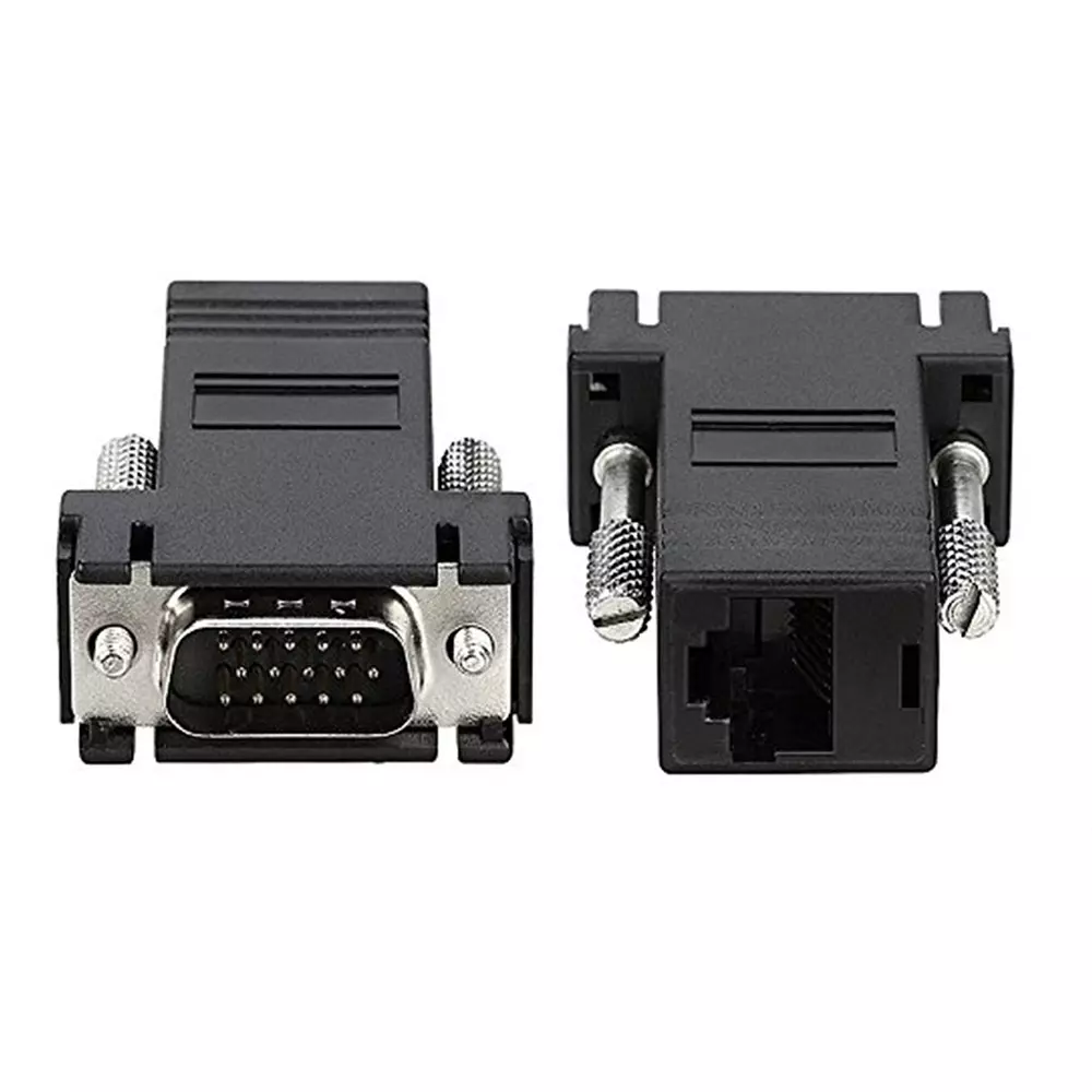 LOTA VGA to RJ45 Signal Extender Adapter Black for Transmit Video Signals over Long Distances, MST-877-LT (Pack of 2 Pcs)
