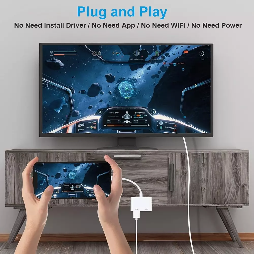 LOTA Lightning to HDMI Digital AV Adapter White Male to Female 1080p Full HD Supports Plug & Play, MST-3130-LT