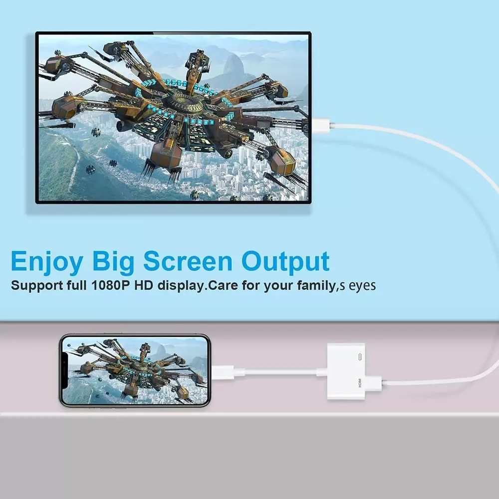 LOTA Lightning to HDMI Digital AV Adapter White Male to Female 1080p Full HD Supports Plug & Play, MST-3130-LT