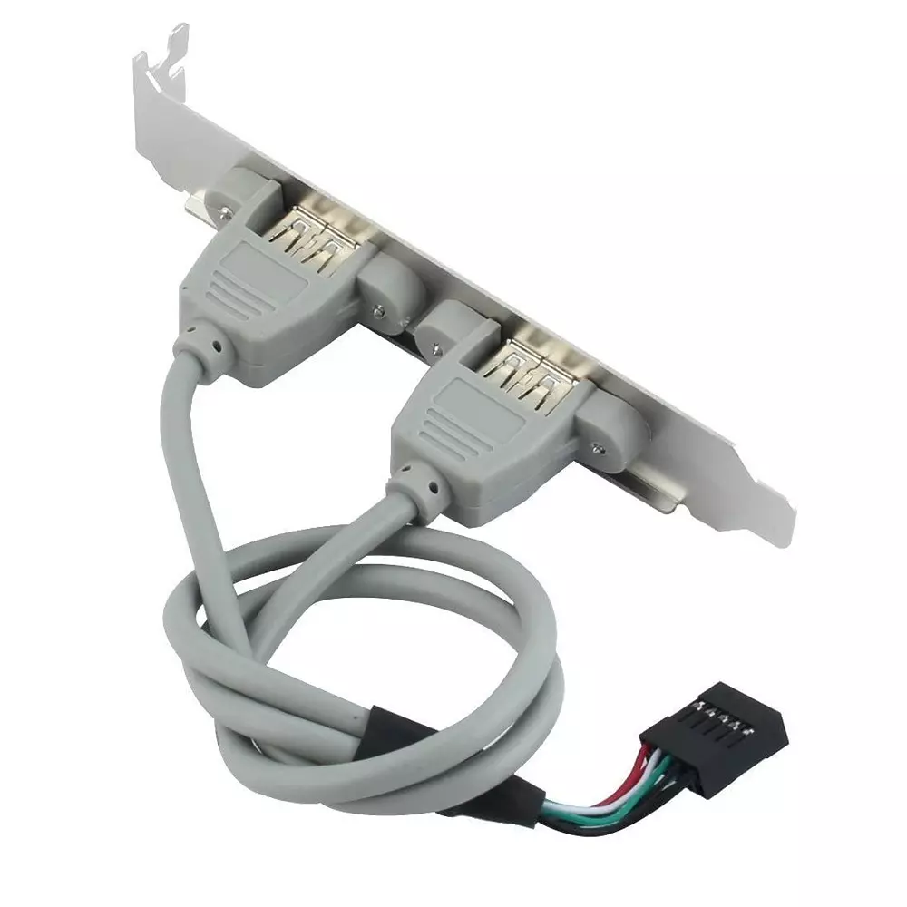 LOTA Dual USB 2.0 Female Port Slot Plate Adapter Grey for Expanding Connectivity for USB Devices, MST-3133-LT