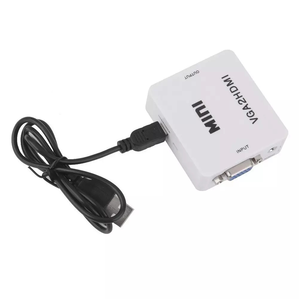 LOTA VGA to HDMI Converter Adapter White Supports 1080p with 3.5 mm Audio Cable, MST-722-LT