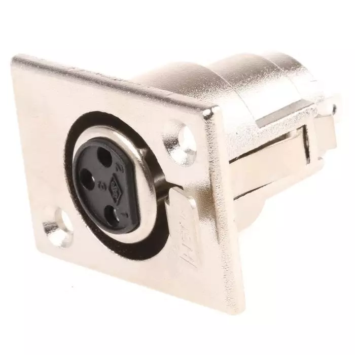 RS Pro Panel Mount XLR Connector Female 3 Way Silver Plating