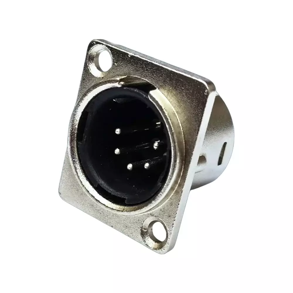SETMI INDIA XLR Socket Connector Male 5-Pin Nickel-Plated Zinc Alloy, Silver & Black